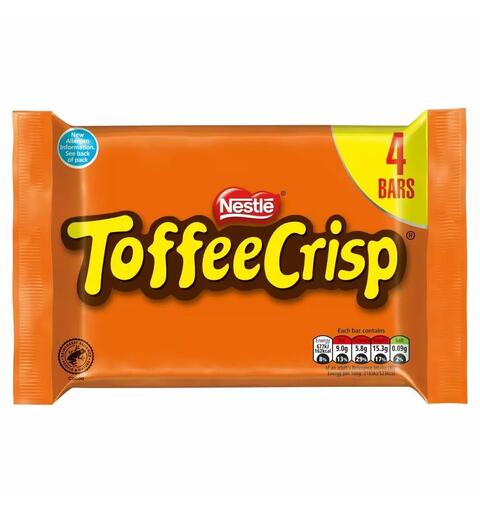 Toffee Crisp Milk Chocolate Bar 4 Pack Multipack 124g 1x14