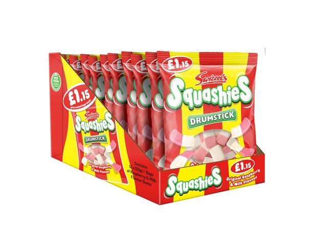 Swizzels drumstick squashies original raspberry & milk 120 g 1x12 