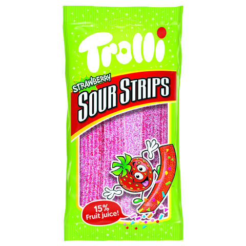Trolli sour strips strawberry 24x85g