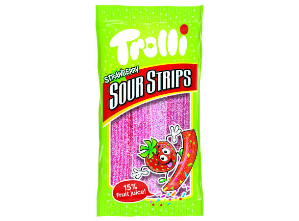 Trolli sour strips strawberry 24x85g 