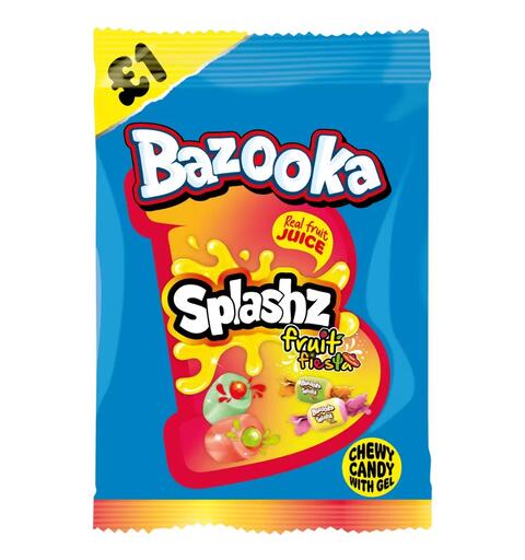 Bazooka Splashz Fruit Fiesta Bag 120g 1x12