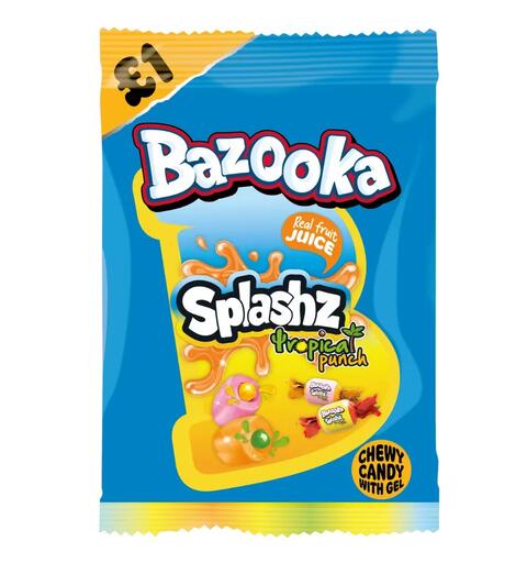 Bazooka Splashz Tropical Fruit Bag 120g 1x12